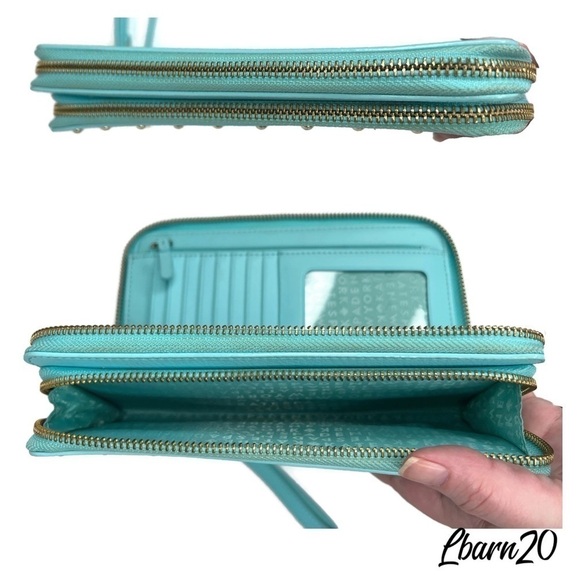 Kate Spade Atoll Tiffany Blue Studded Large Wallet with Coin Zippered RARE color - Picture 4 of 7
